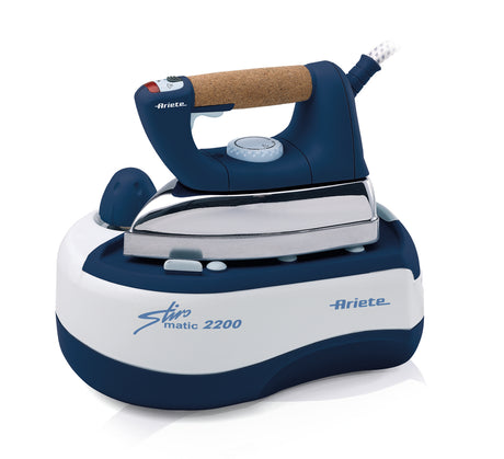 Ariete 6257 Stiromatic 2200 - Ferro da stiro con Caldaia in Acciaio Inox - Piastra in alluminio - manico in sughero - Vapore continuo fino 80 gr/min