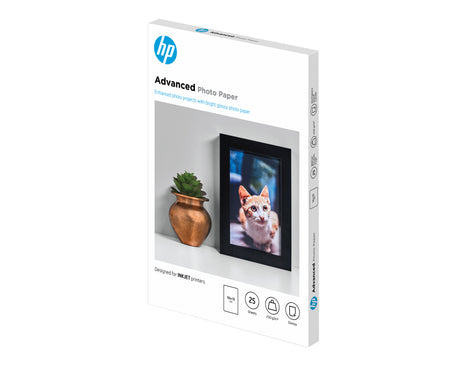 HP Confezione da 25 fogli di carta fotografica Advanced, lucida, 250 g/m2, 10 x 15 cm (101 x 152 mm)