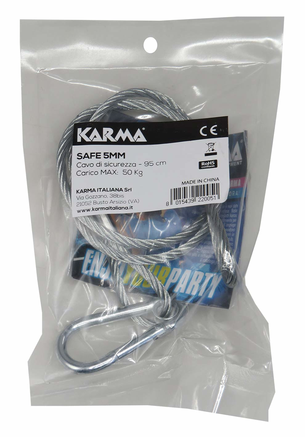 Karma Italiana SAFE 5MM cavo di sicurezza Argento 0,95 m