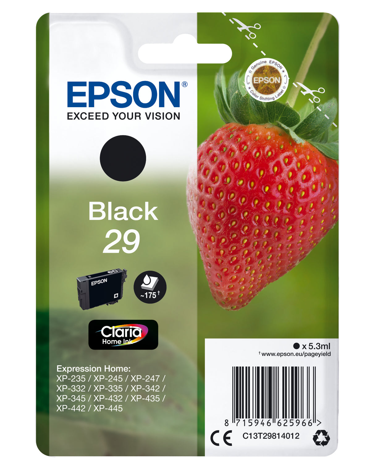 Epson Strawberry 29 fragola cartuccia inchiostro originale nero 1pz