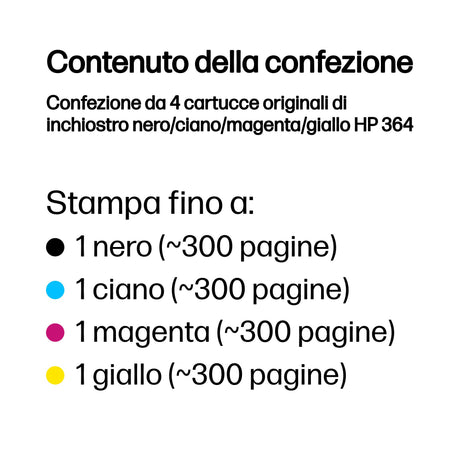 HP Confezione da 4 cartucce originali di inchiostro nero/ciano/magenta/giallo 364