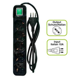 Tecnoware FMP5IIG prolunghe e multiple 1,5 m 5 presa(e) AC Interno Nero, Verde