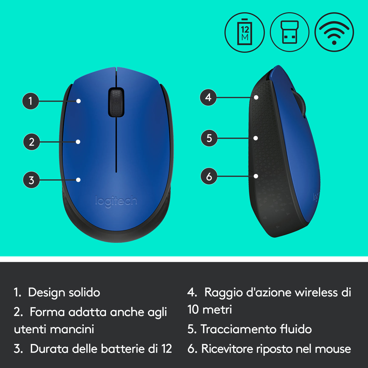 Logitech M171 mouse wireless (blu)