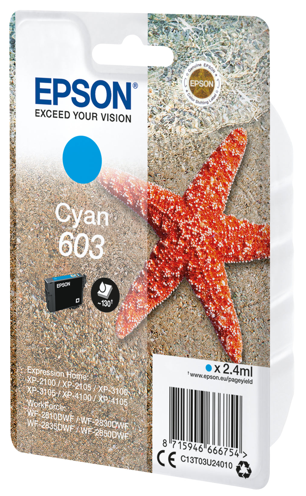 Epson 603 stella marina cartuccia inchiostro originale ciano 1pz