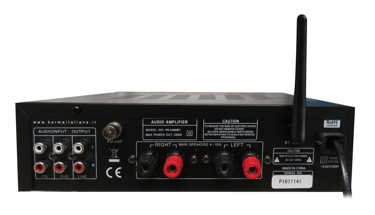 Karma Italiana PA 2380BT amplificatore audio 4.0 canali Casa Nero