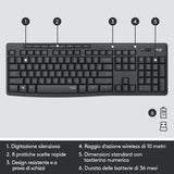 Logitech MK295 Kit Mouse e Tastiera Wireless Silent