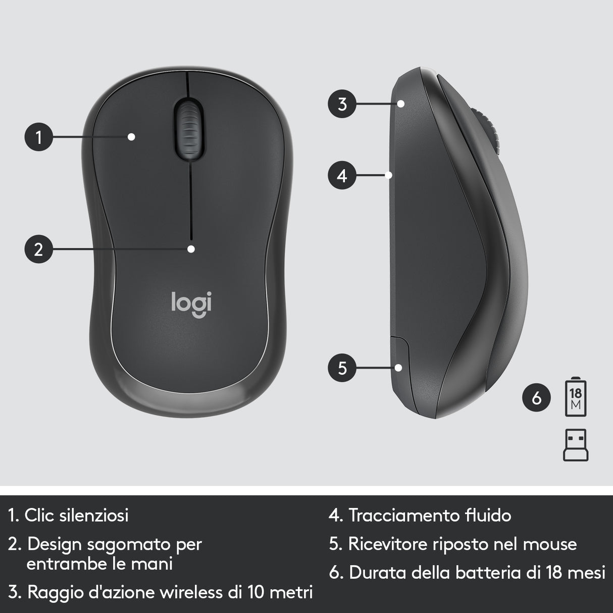 Logitech MK295 Kit Mouse e Tastiera Wireless Silent