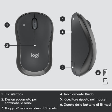 Logitech MK295 Kit Mouse e Tastiera Wireless Silent
