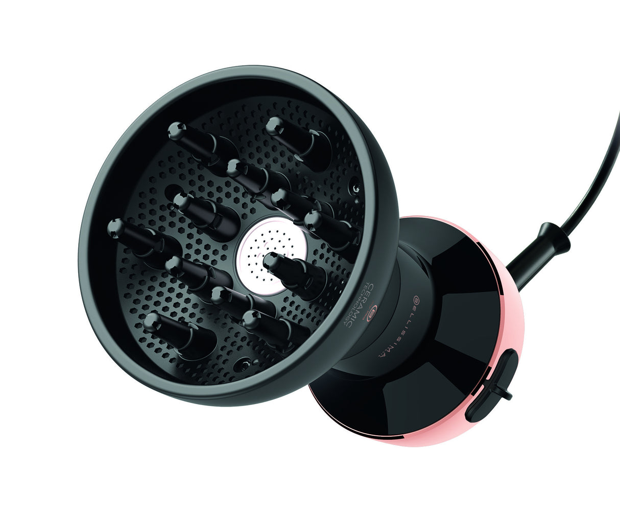 Bellissima My Pro Diffon Ceramic, Diffusore ad Aria Calda per Capelli Ricci, Tecnologia Ceramica, 700 W, 2 Combinazioni Aria/Temperatura, Asciugatura Delicata Senza Effetto Crespo