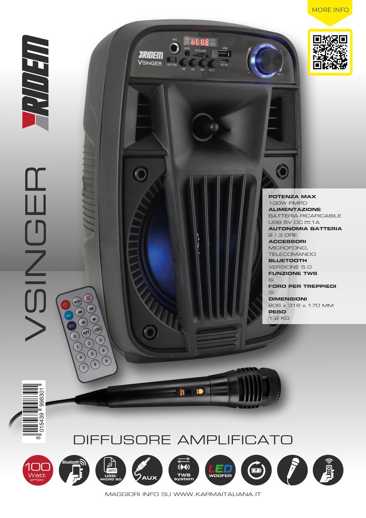 Karma Italiana V Singer Nero 12 W