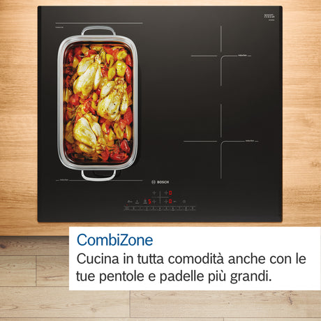 Bosch Serie 6 PVS83KHC1Z Piano cottura a induzione 80 cm CombInduction Nero