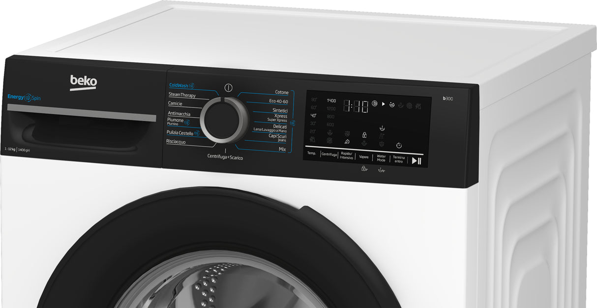 Beko b300 BMGWT41241B: Lavatrice EnergySpin 12kg, Classe A, 1400giri