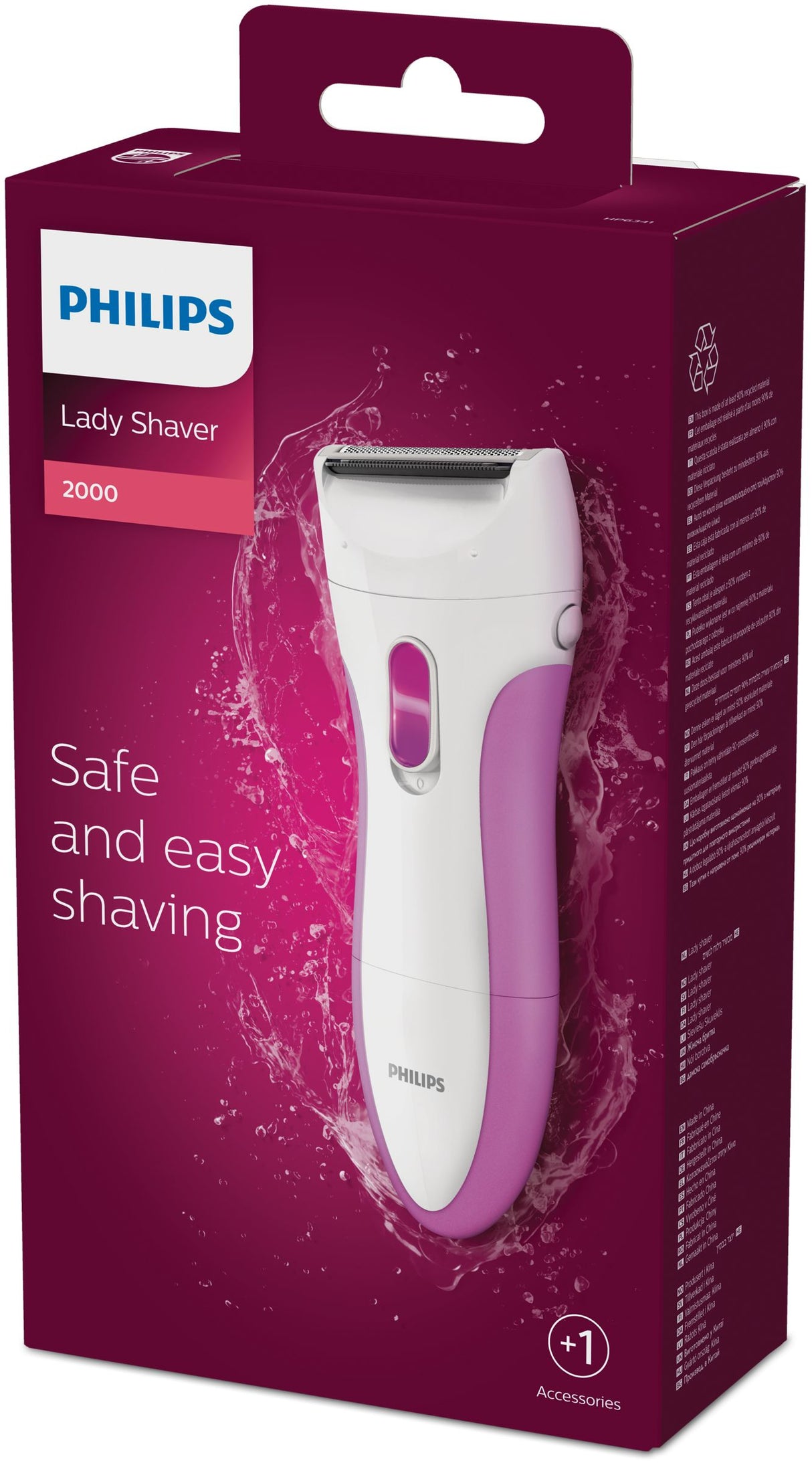 Philips SatinShave Essential Rasoio senza filo Wet & Dry bianco e rosa HP6341/00