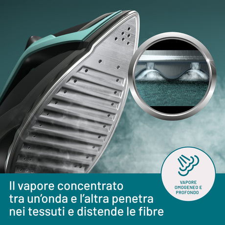 Imetec Onda P1 Ferro da Stiro Generatore di Vapore, Piastra a Onde Scorrevole Brevettata, 2400W, Colpo Vapore 300 g, Serbatoio 2,5L, 3 Filtri con Ioni di Argento, Tecnologia No Stop Vapor
