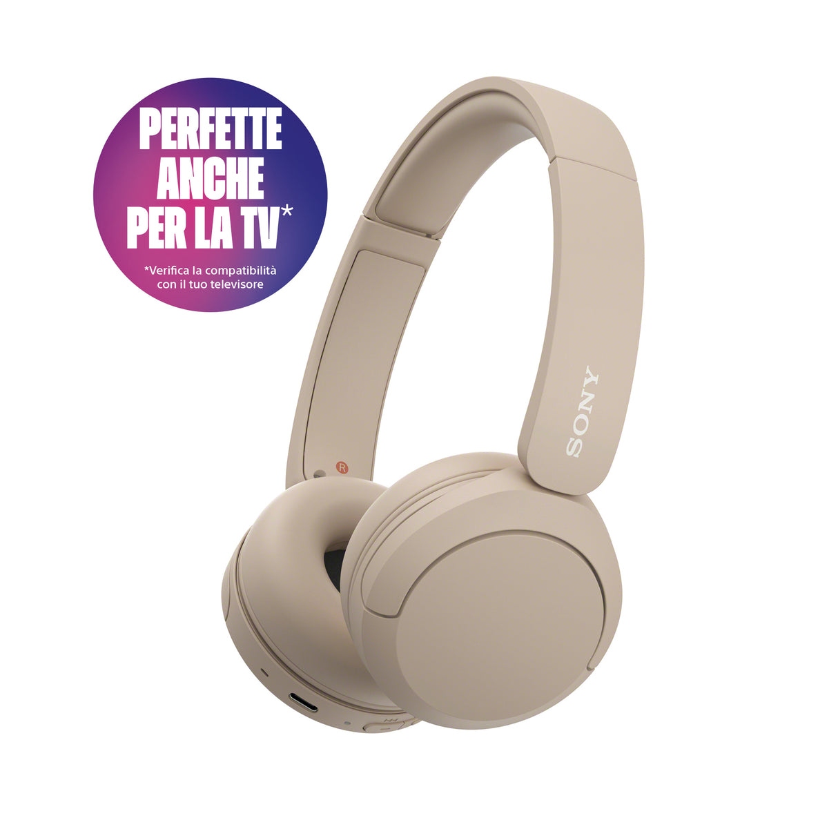 Sony WH-CH520 Auricolare Wireless A Padiglione Musica e Chiamate USB tipo-C Bluetooth Base di ricarica Crema