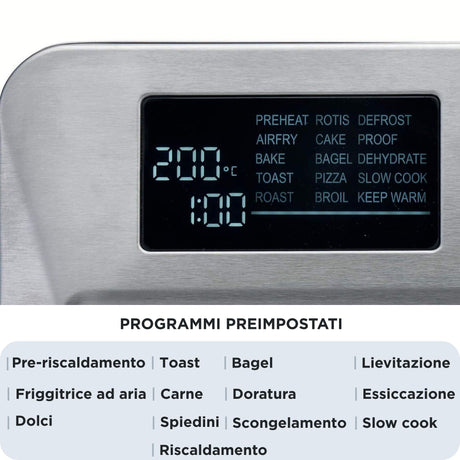 Ariete 4629 Forno + Friggitrice ad Aria 25L, 1700 W, Capacità 25L, 15 funzioni di cottura, Multifunzione, Temperatura fino a 230°, Silver