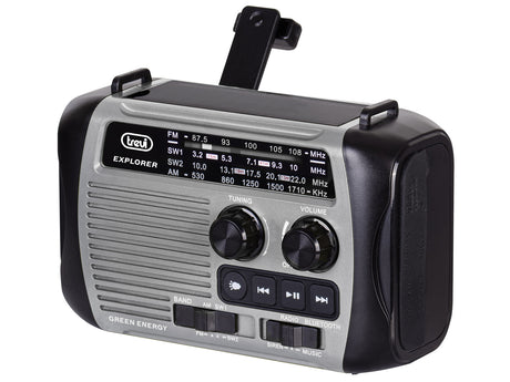 Trevi RADIO PORTATILE DINAMO E SOLARE USB MICRO SD WIRELESS E POWERBANK RA 7F30 BT GRIGIO