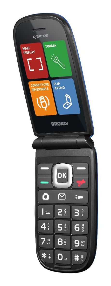 Brondi Raptor 7,11 cm (2.8") 106 g Nero, Blu Telefono per anziani