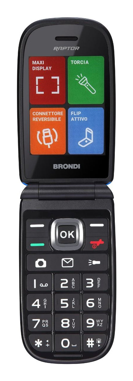 Brondi Raptor 7,11 cm (2.8") 106 g Nero, Blu Telefono per anziani