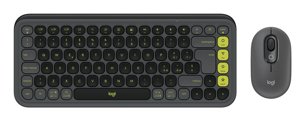 Logitech POP Icon Combo tastiera + Mouse Bluetooth (Grafite, Verde)