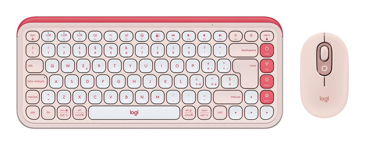 Logitech POP Icon Combo tastiera + Mouse Bluetooth (Rosa, Bianco)