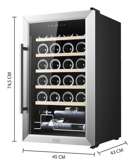 Cecotec 00125 cantina vino Cantinetta vino con compressore Libera installazione Acciaio inox 24 bottiglia/bottiglie