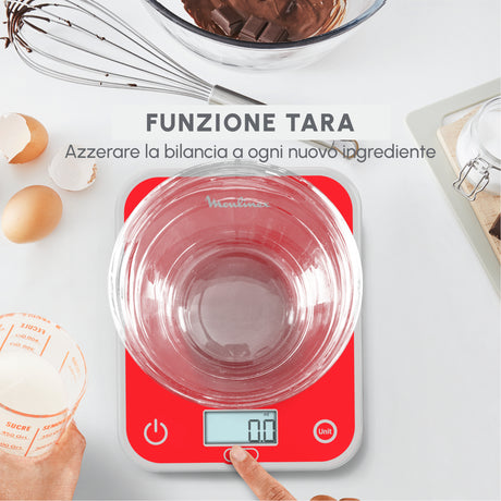 Moulinex BN50U3 bilancia da cucina Rosso Superficie piana Rettangolo Bilancia da cucina elettronica