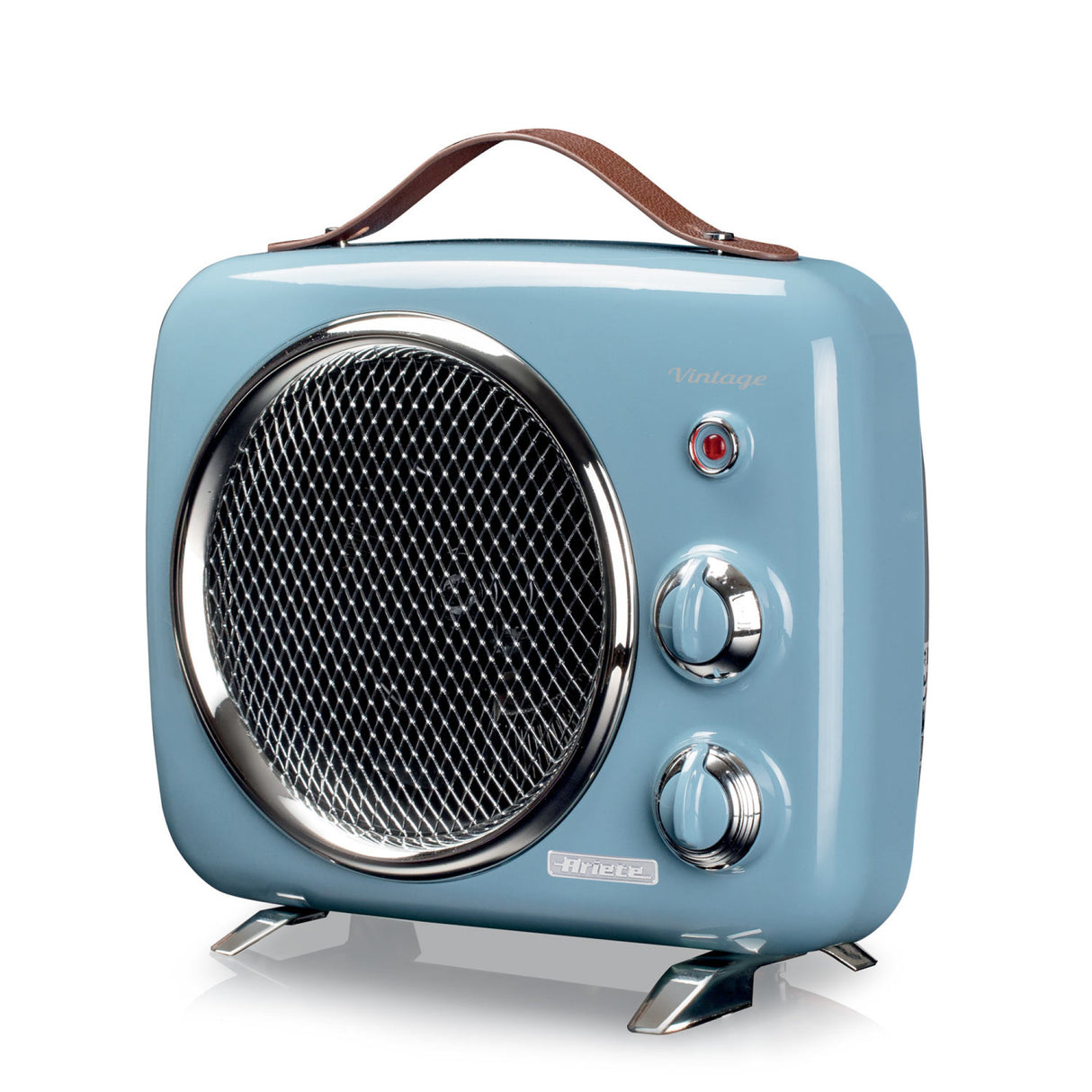 Ariete Termoventilatore Vintage, Freddo e Caldo, Termostato regolabile, Maniglia per facile trasporto, 2000 W, Celeste