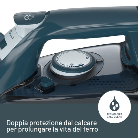 Imetec F-Light Ferro da Stiro a Vapore, Leggero, Piastra Superscorrevole con Rivestimento Glide Ceramic, Colpo vapore 150g, Doppia Protezione anticalcare, 2200 W