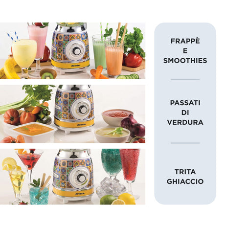Ariete 583 Frullatore Positano con tazza in vetro da 1,5 Litri, 4 Lame in Acciaio Inox, 4 Velocità + Pulse,1000 Watt