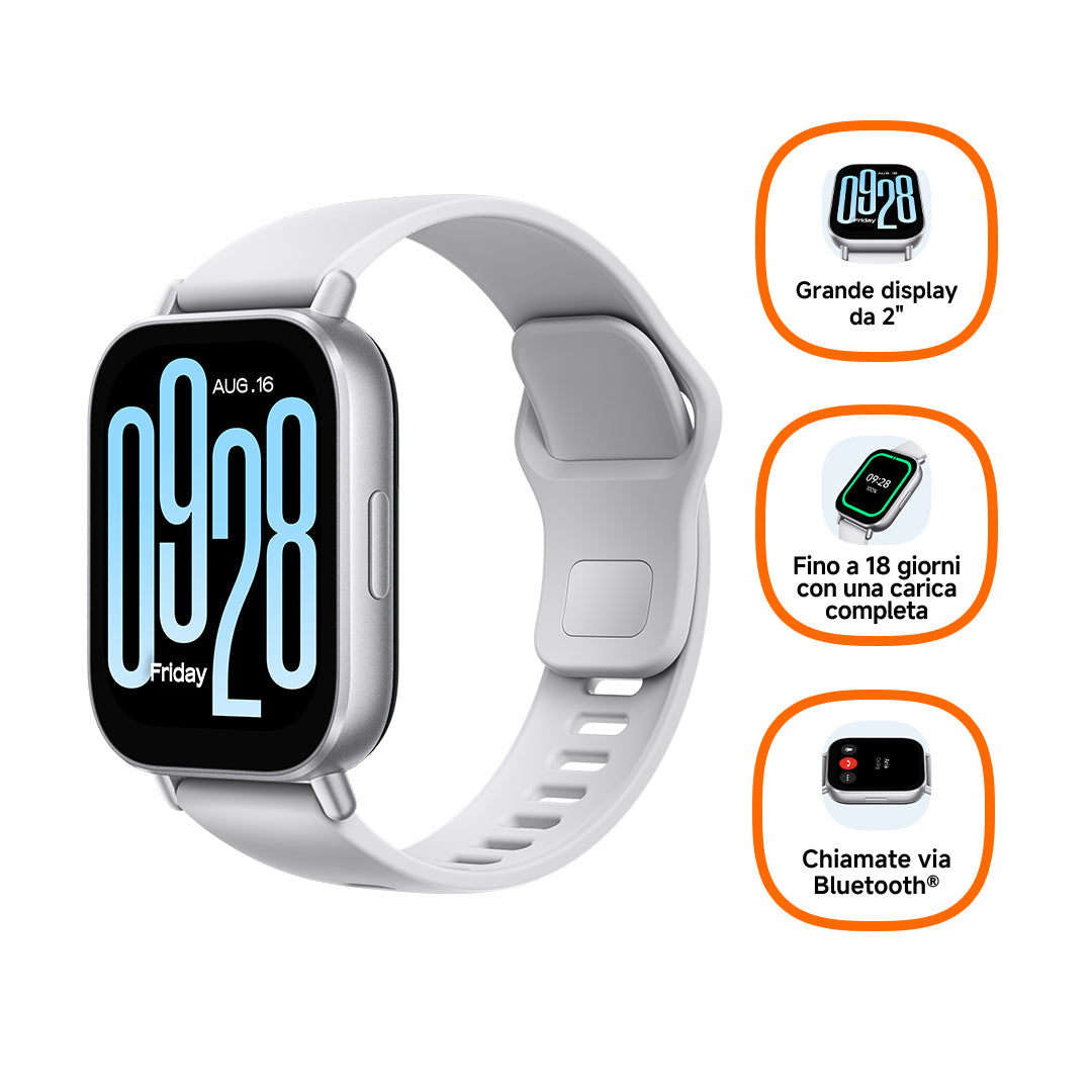 Xiaomi Redmi Watch 5 Active 5,08 cm (2") LCD 49.1 mm Digitale 320 x 385 Pixel Touch screen Argento