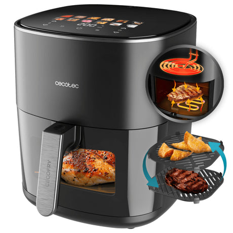 Cecotec Cecofry&Grill Duoheat 6500 Singolo 6,5 L Indipendente 2200 W Friggitrice ad aria calda Nero