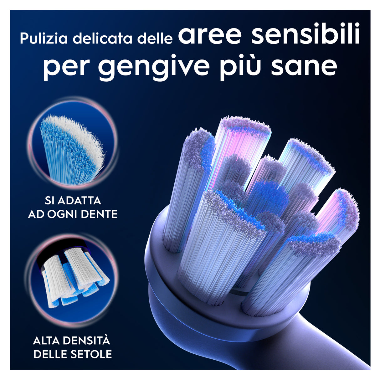 Oral-B Testine di Ricambio iO Gentle Care, testine rotonde originali, setole angolate per una rimozione più profonda della placca, testina più morbida, adatte a gengive sensibili, 3