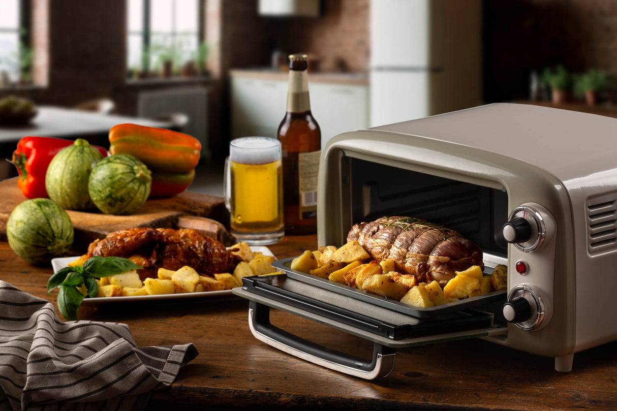 Ariete 3919 Forno Elettrico Vintage, 800W, Capacità 10L, Doppio vetro, Retrò, Beige
