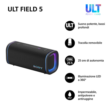 Sony Ult Field 5 Altoparlante portatile stereo Nero