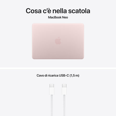 Apple MacBook Neo 13"A18 Pro chip 6‑core CPU 5‑core GPU 8GB 512GB SSD Touch ID - Rosa pastello
