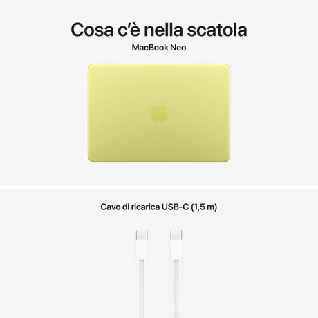 Apple MacBook Neo 13"A18 Pro chip 6‑core CPU 5‑core GPU 8GB 512GB SSD Touch ID - Giallo agrume