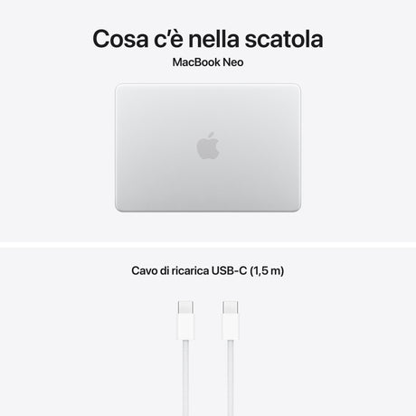 Apple MacBook Neo 13"A18 Pro chip 6‑core CPU 5‑core GPU 8GB 512GB SSD Touch ID - Argento