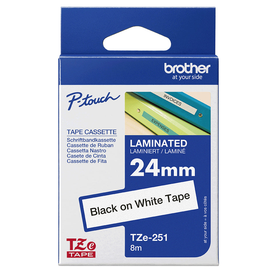 Brother TZE-251 nastro per etichettatrice Nero su bianco