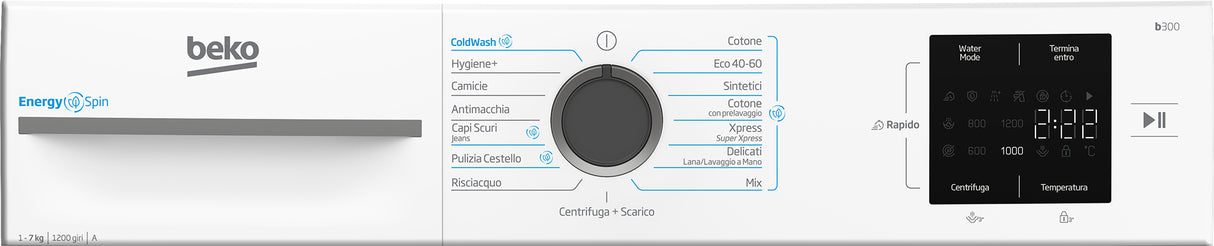 Beko b300 BMWU3721A: Lavatrice EnergySpin 7Kg Slim, Classe A, 1200 giri