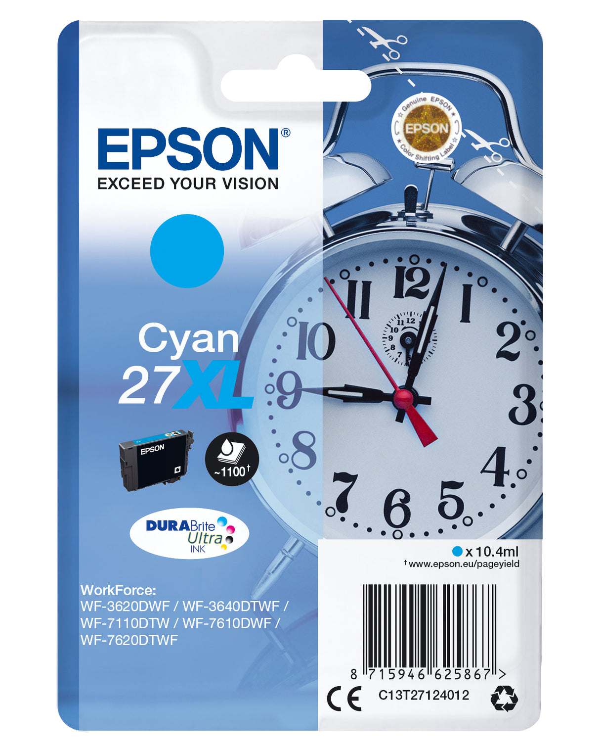 Epson Alarm clock Cartuccia Sveglia Ciano Inchiostri DURABrite Ultra 27XL