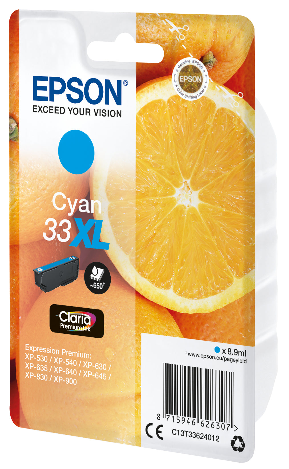 Epson Oranges Cartuccia Ciano T33XL Claria Premium