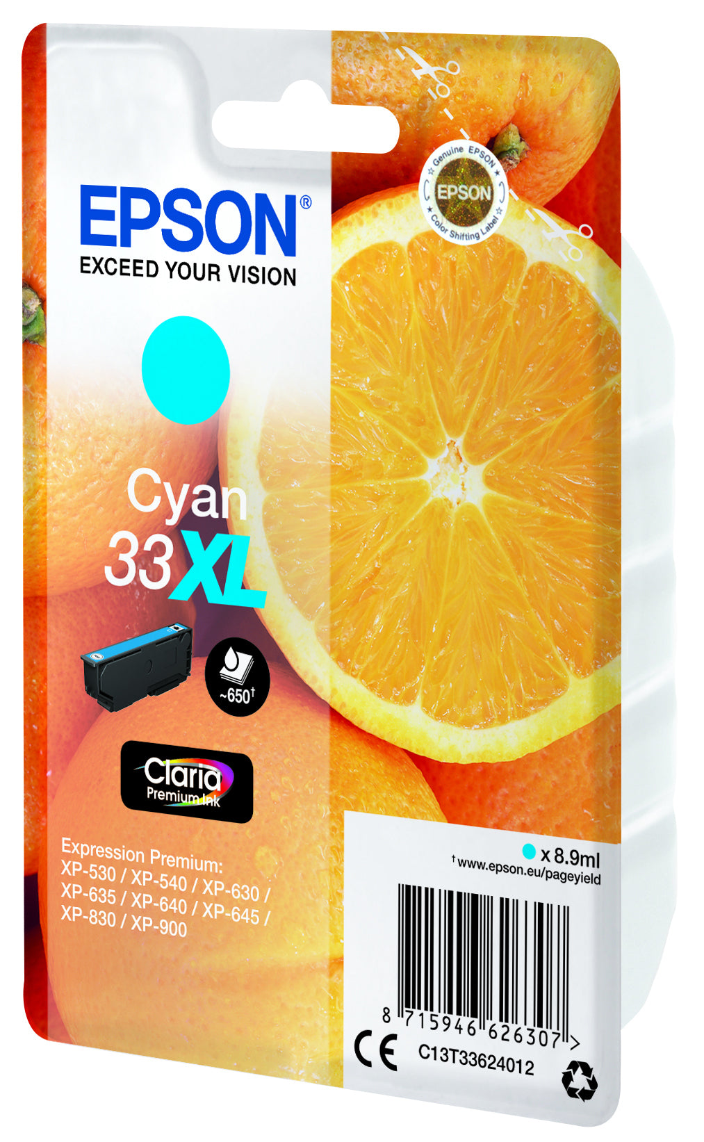 Epson Oranges Cartuccia Ciano T33XL Claria Premium