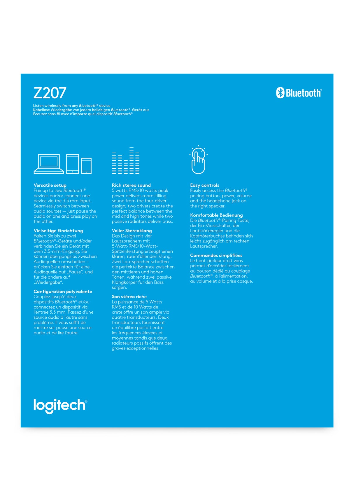 Logitech Z207 Bianco Con cavo e senza cavo 5 W