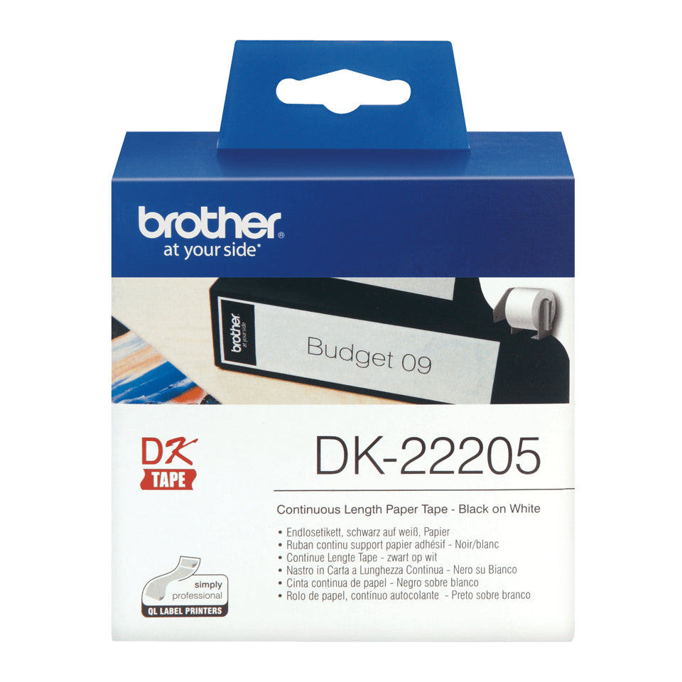 Brother DK-22205 nastro per etichettatrice Nero su bianco