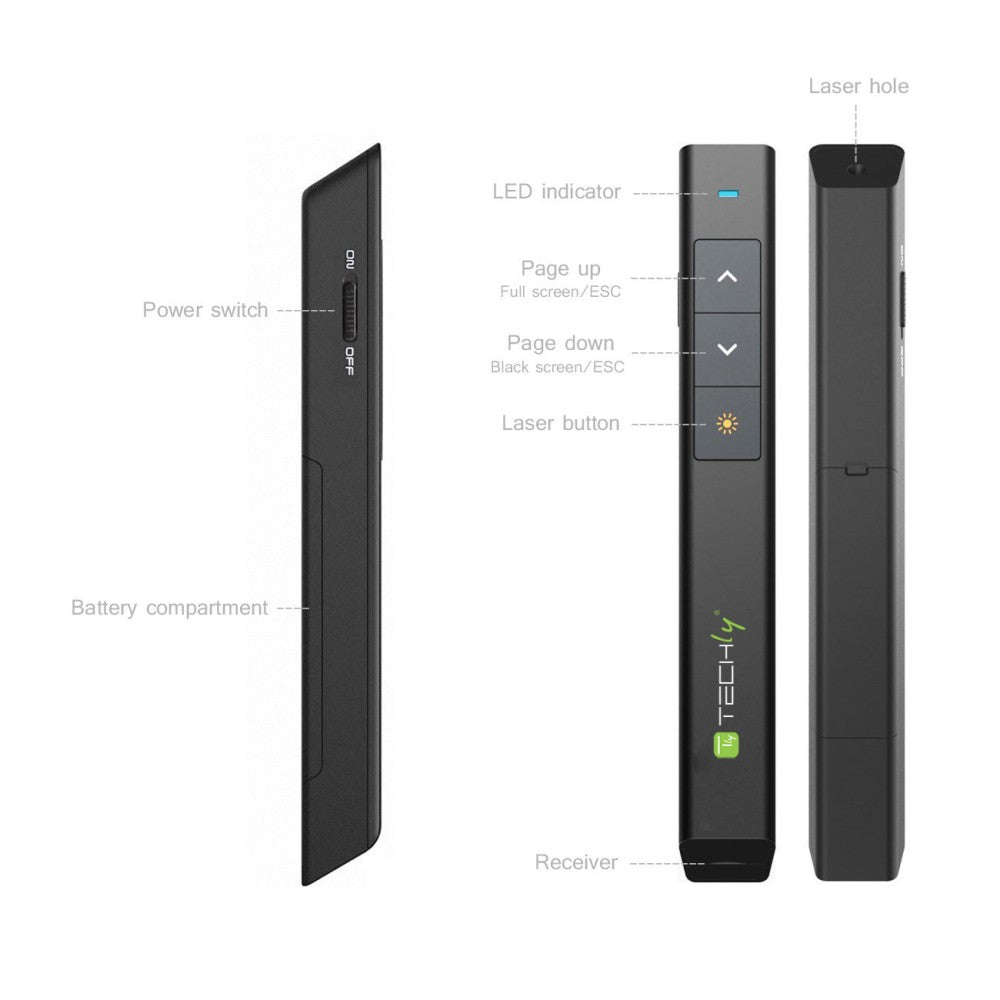 Techly ITC-LASER26 puntatore wireless RF Nero