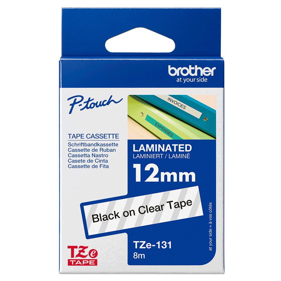 Brother TZE-131 nastro per etichettatrice Nero trasparente