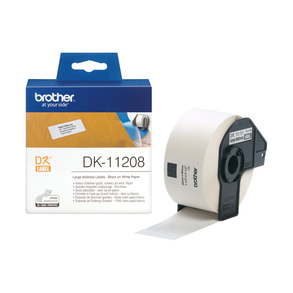 Brother DK-11208 nastro per etichettatrice Nero su bianco