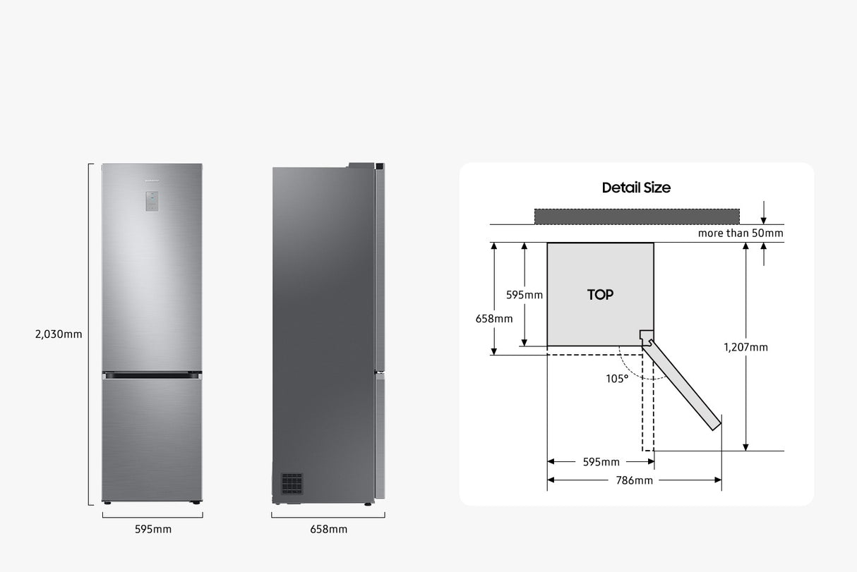 Samsung Frigorifero Combinato EcoFlex AI 2m 387L RB38C607AS9