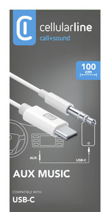 Cellularline AUX MUSIC CABLE TYPE-C Cavo audio da 3.5mm con connettore USB-C